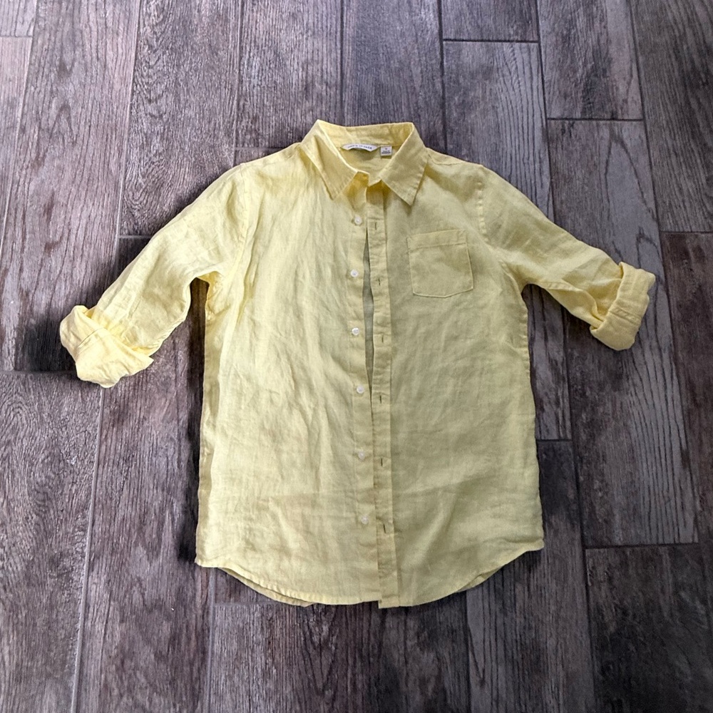 Yellow Linen Boy’s Shirt by Janie and Jack, great condition, size 12